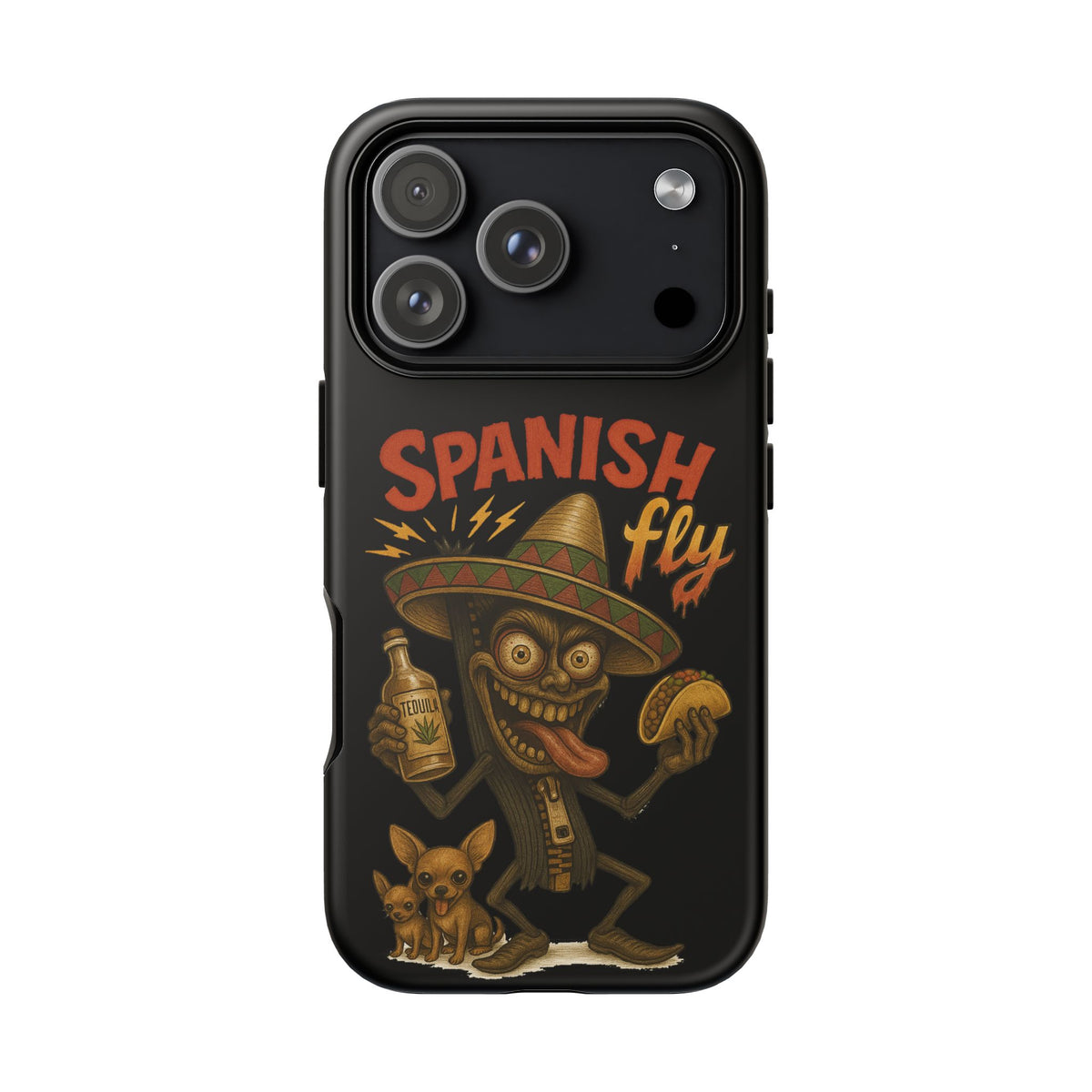 Spanish Fly Tough Phone Case — Retro Skull Sombrero Design