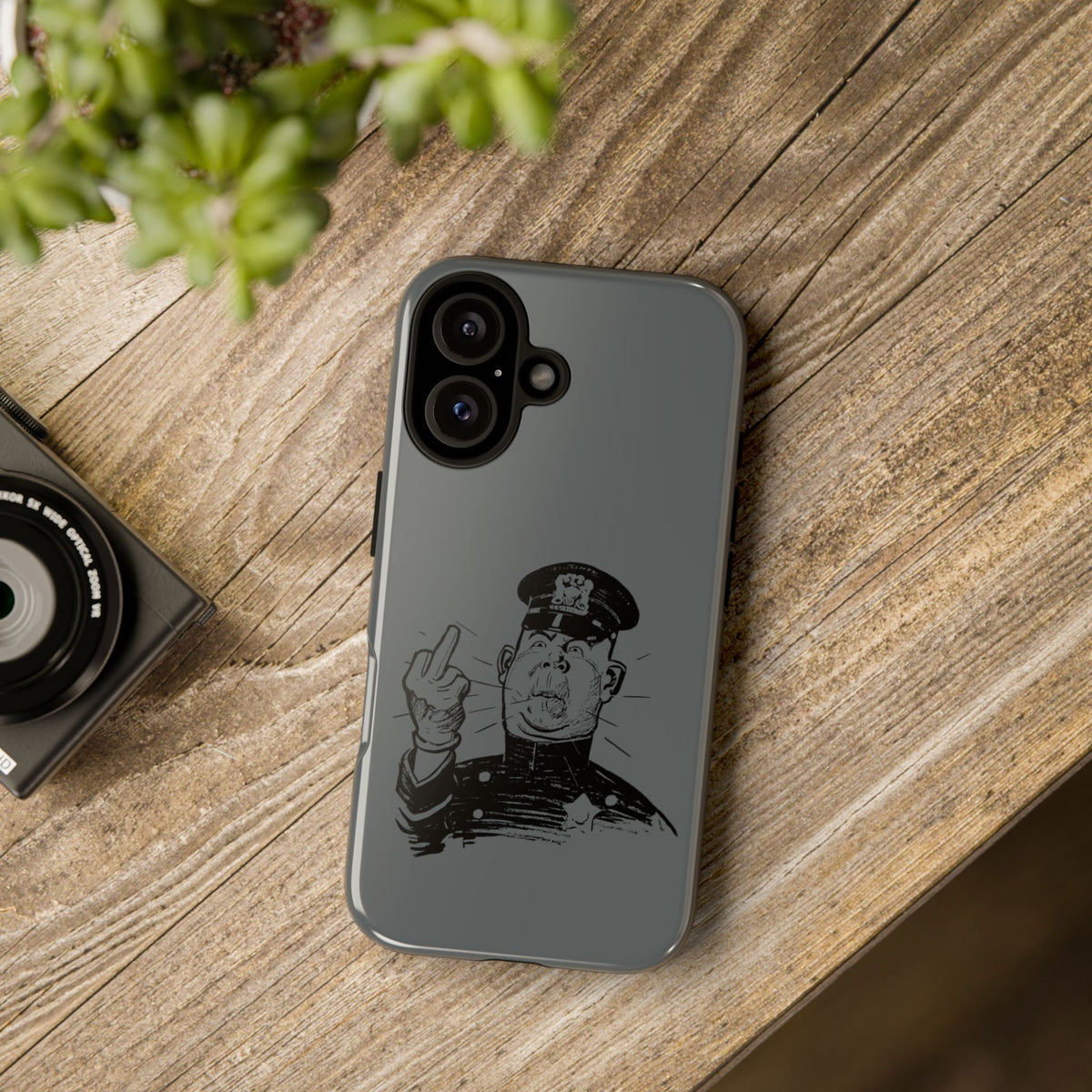 Vintage Cop Middle Finger Phone Case — Edgy Retro iPhone Protective Cover