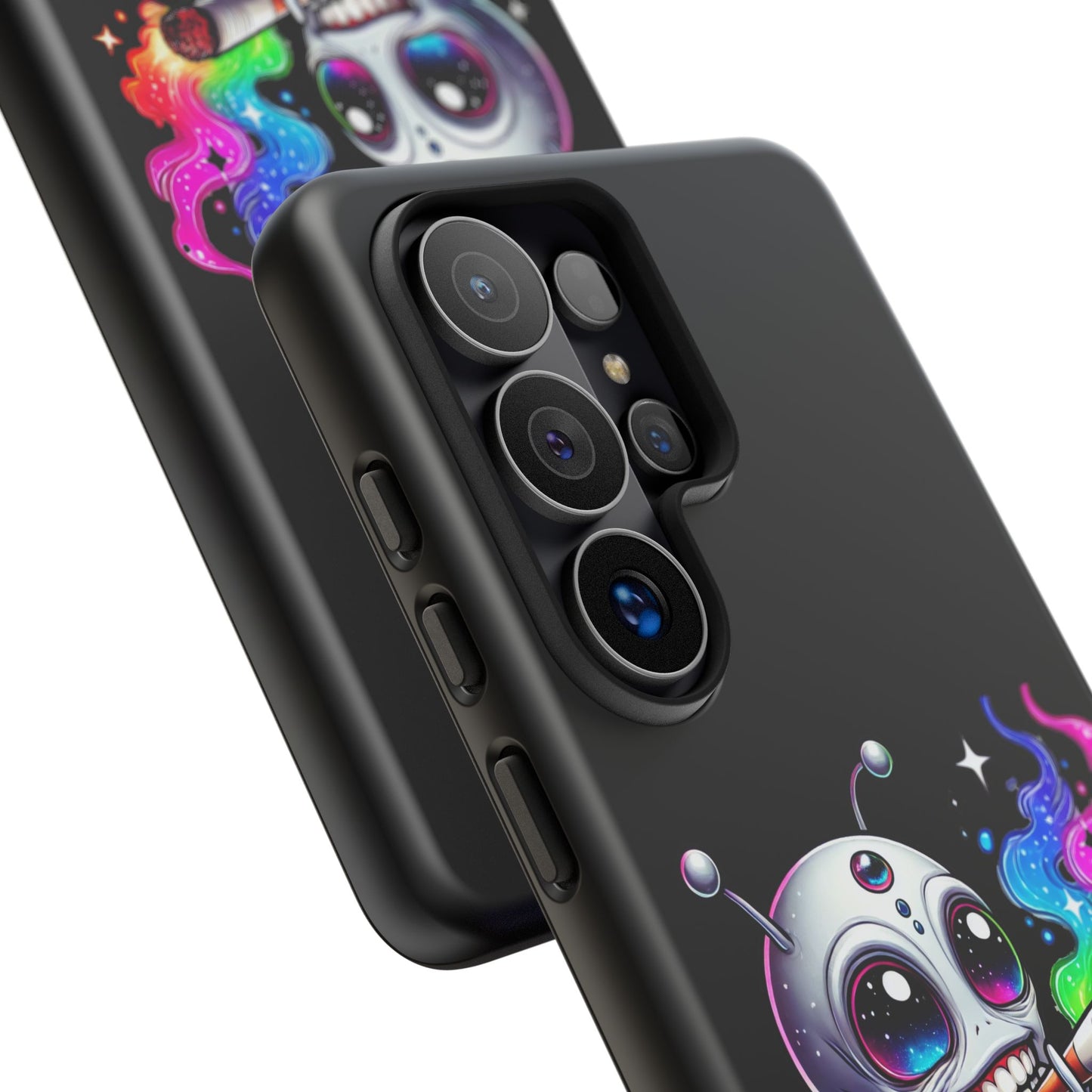 Alien Smoking Rainbow Galaxy Phone Case — Cute Cosmic Art Tough Case