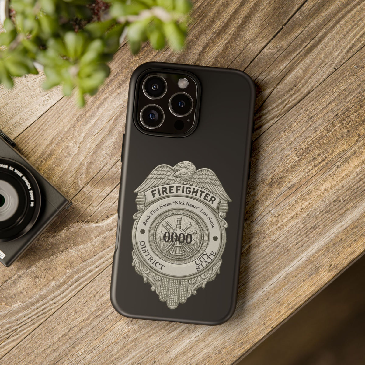 Firefighter Badge Tough Phone Case — Personalized Station Number Design