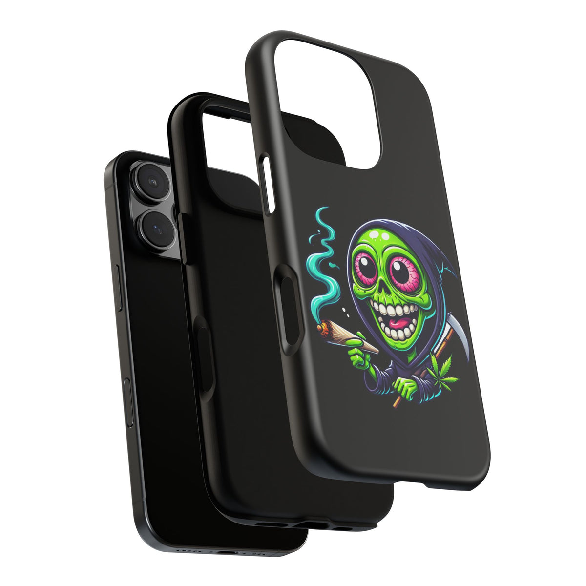 Grinning Stoner Grim Reaper Phone Case – Cannabis Skull iPhone Cover