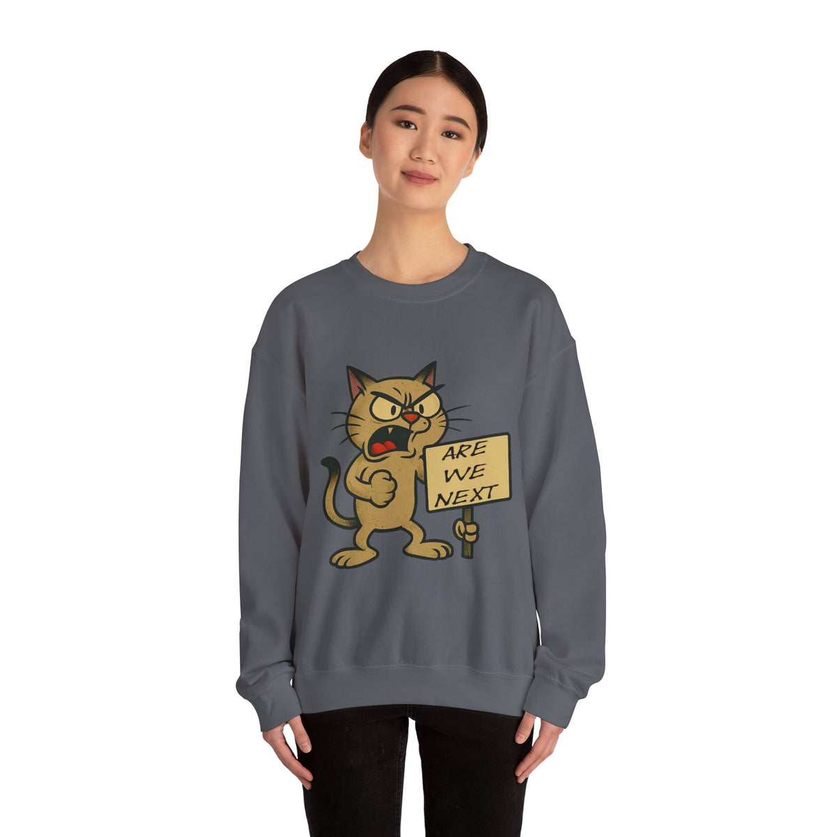 Are We Next – Angry Cat Protest Crewneck Sweatshirt