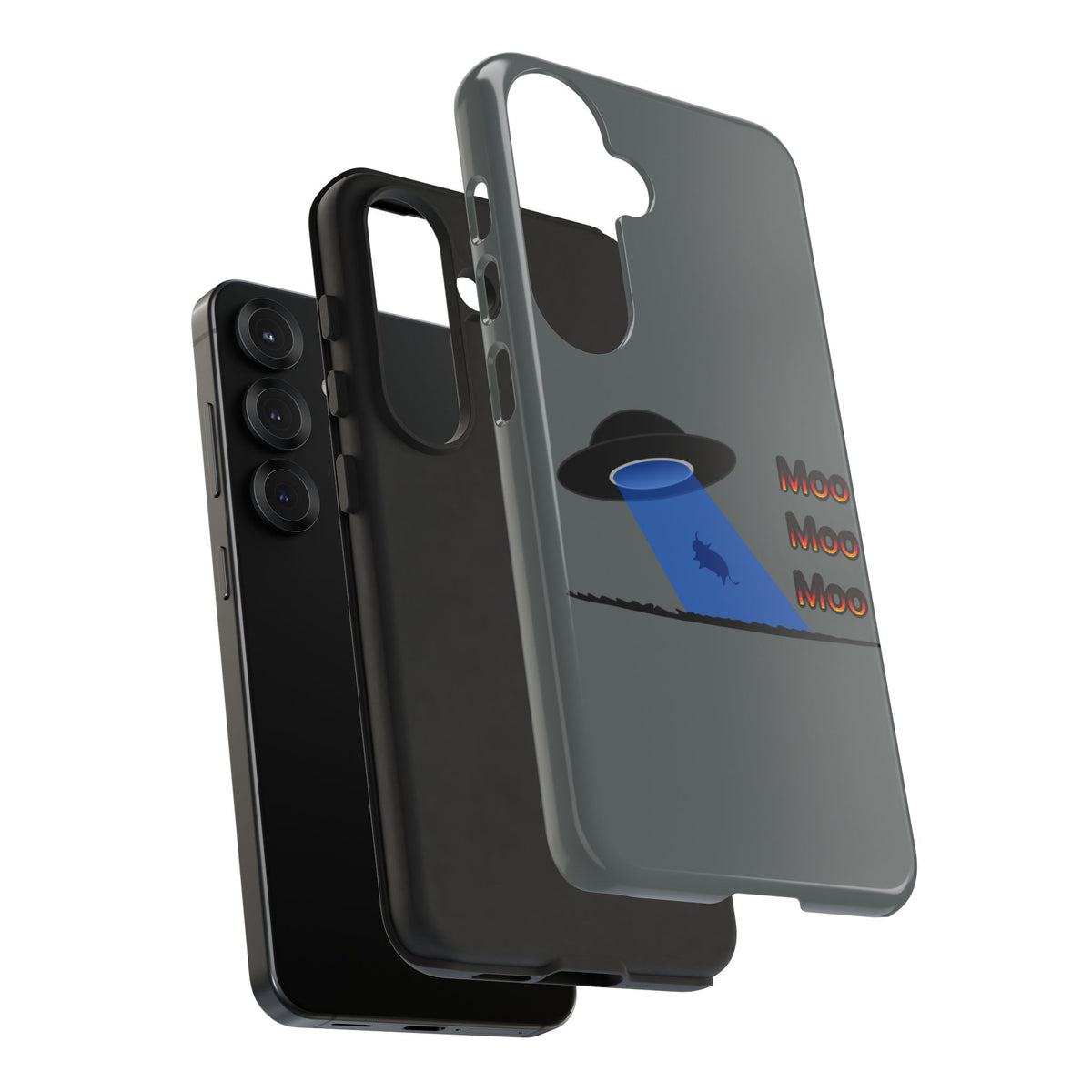 Phone Case — Funny UFO Cow Abduction Design with “Moo Moo Moo”