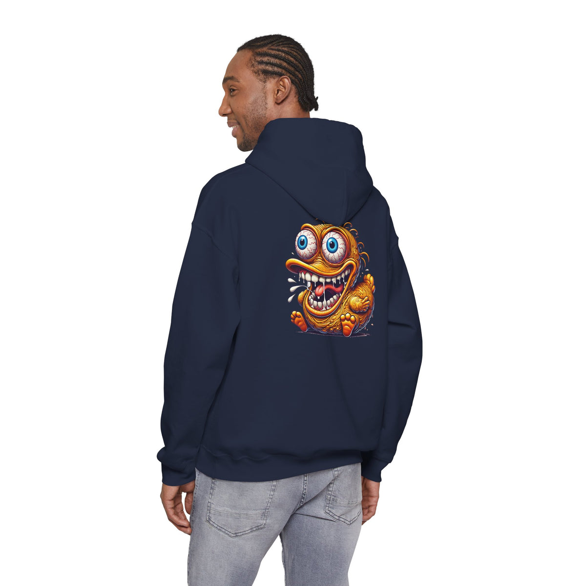 Hoodie — Whimsical Big-Eyed Monster Cartoon Back Print