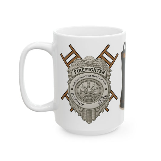 Courage Under Fire – Strength in the Smoke Firefighter Mug