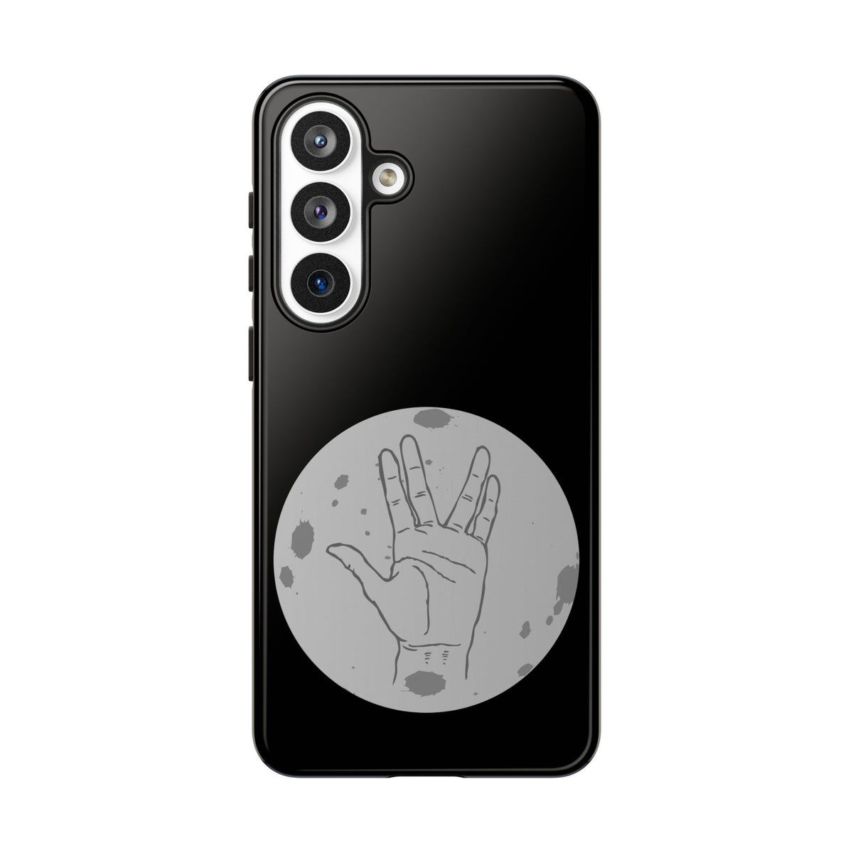 Spock Live Long Phone Case — Vulcan Salute Moon Graphic