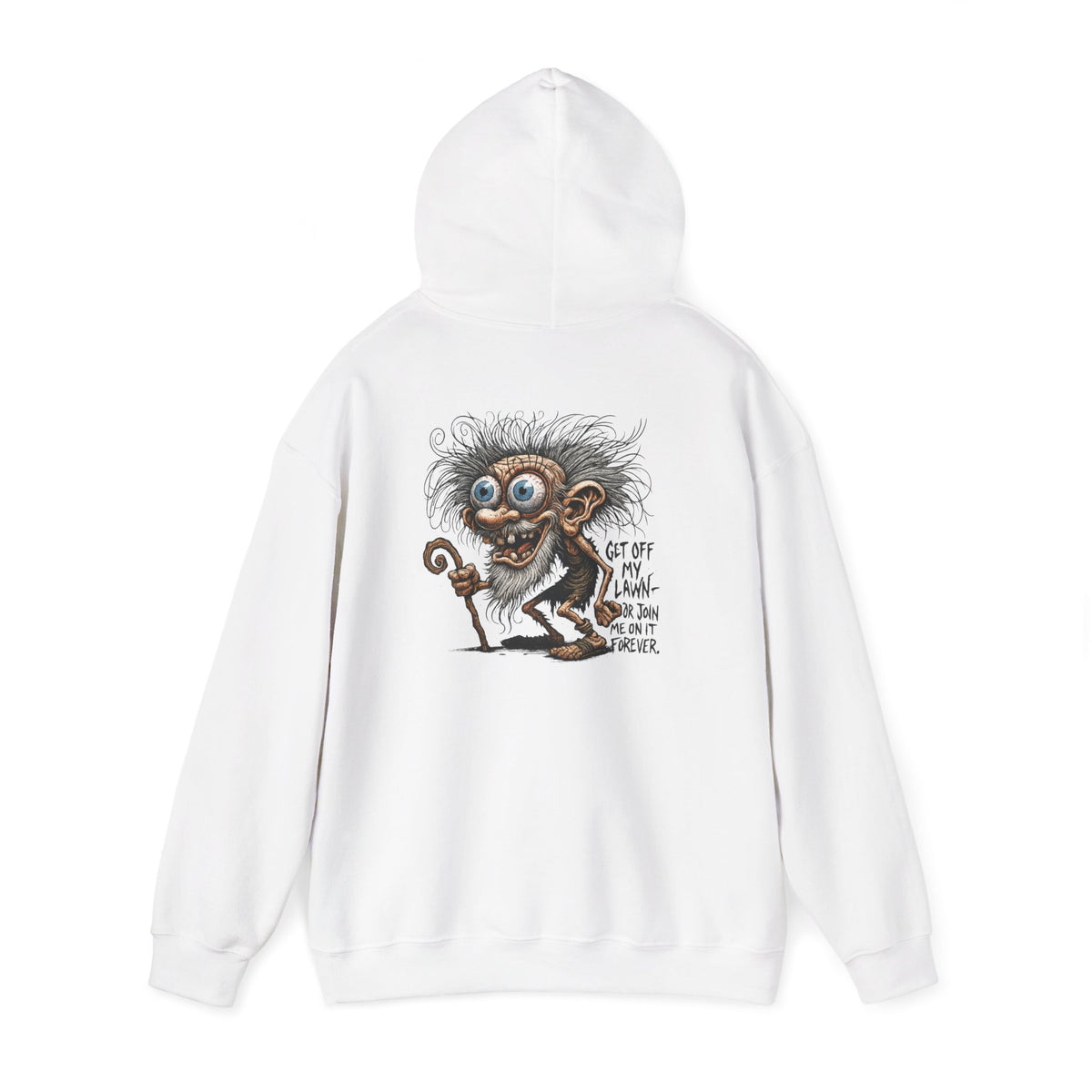 Crazy Grumpy Man Hoodie — "Get Off My Lawn" Graphic Sweatshirt