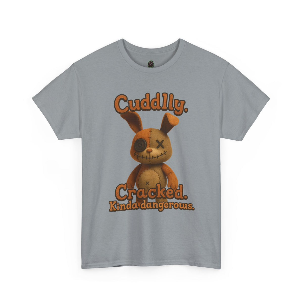 T‑Shirt — "Cuddly. Cracked. Kinda dangerous." Distressed Bunny Graphic Tee