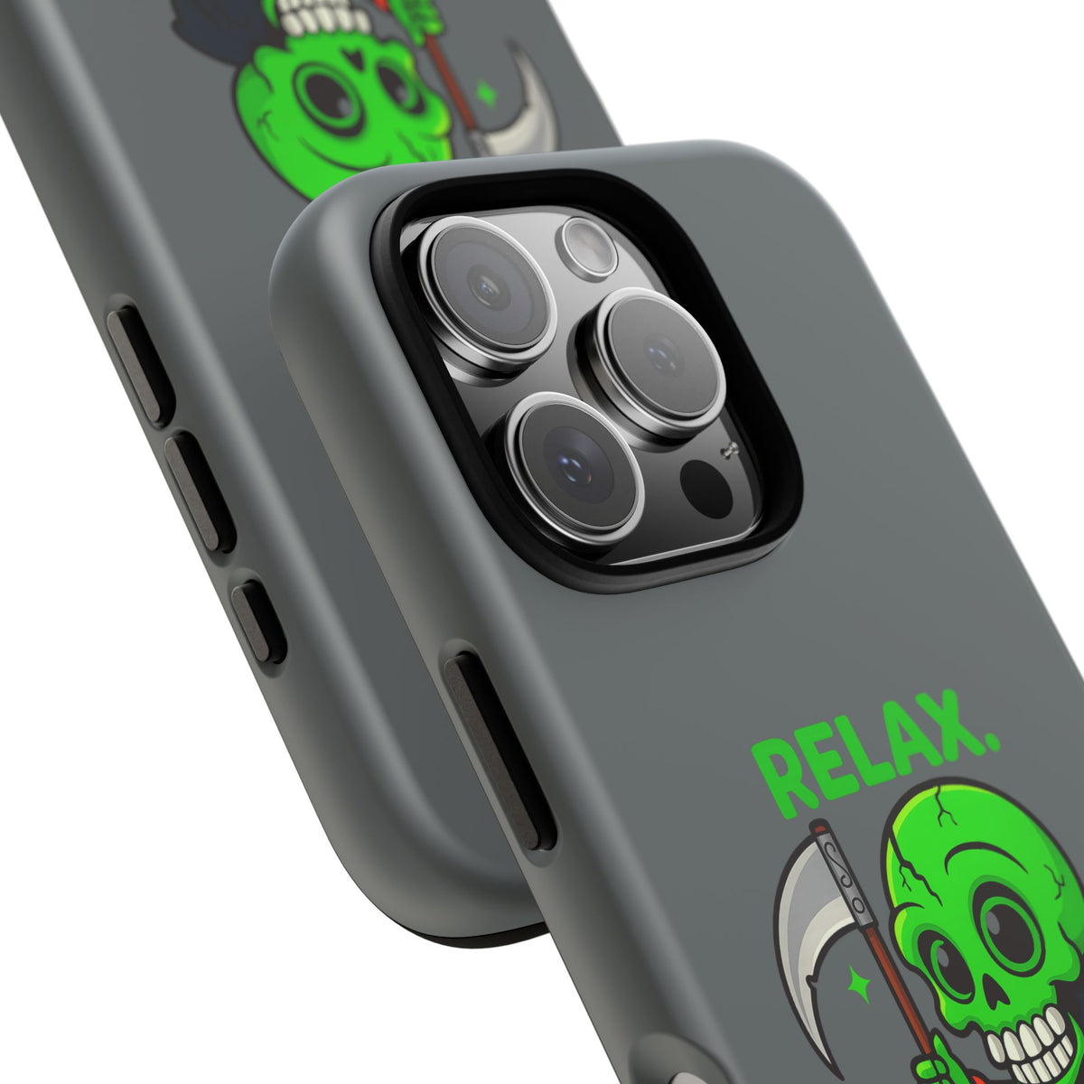 Phone Case — 'Relax. I Only Reap on Weekdays.' Cute Green Grim Reaper Protective Cover