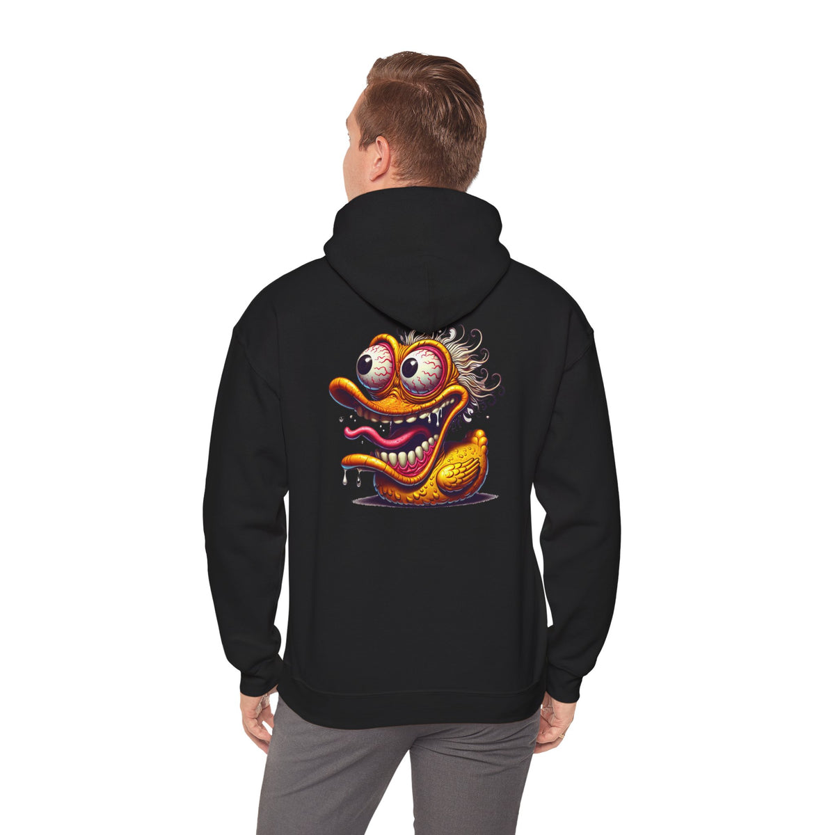 Duck Character Hoodie – Quirky Crazy Duck Illustration Pullover