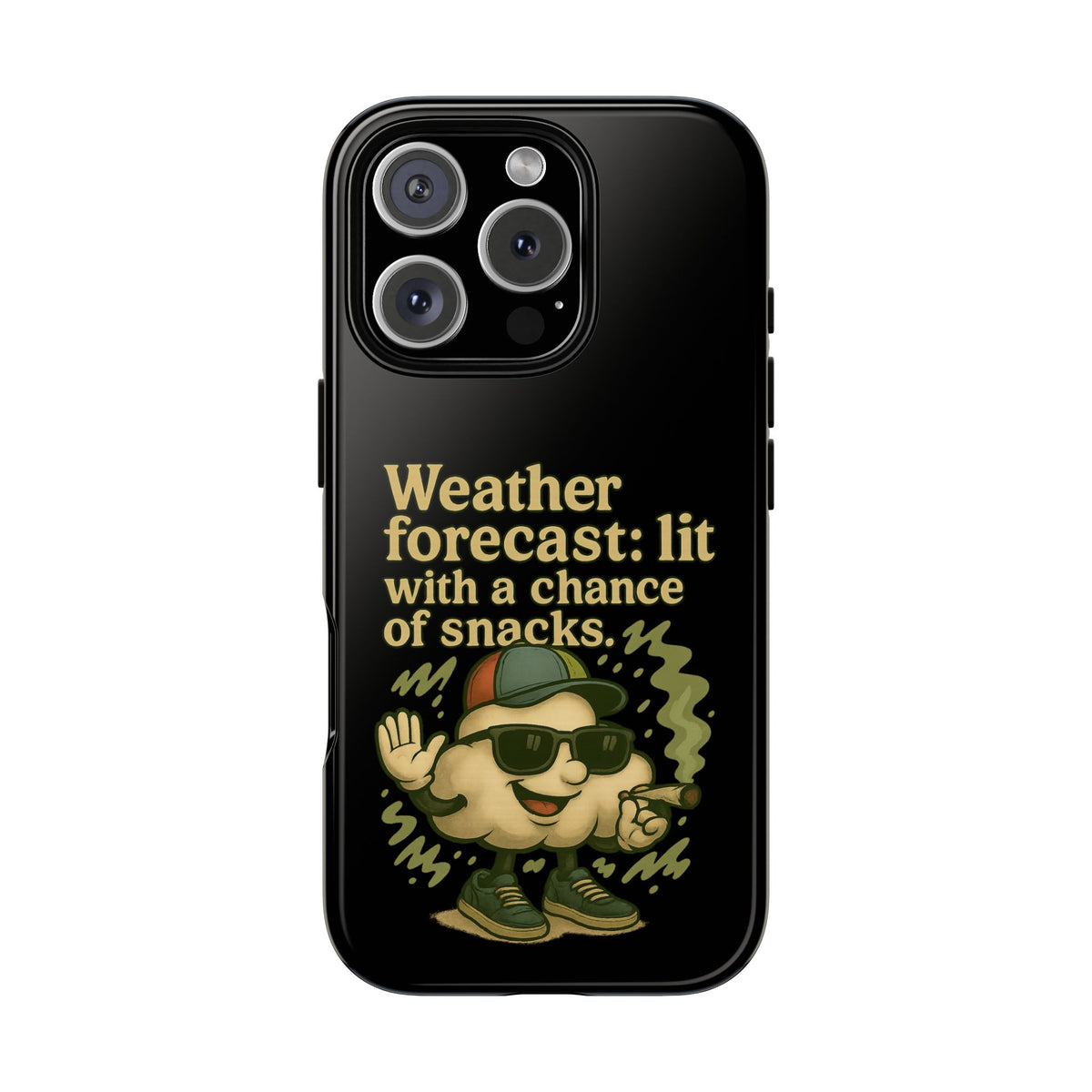 Phone Case — "Weather Forecast: Lit with a Chance of Snacks" Retro Graphic
