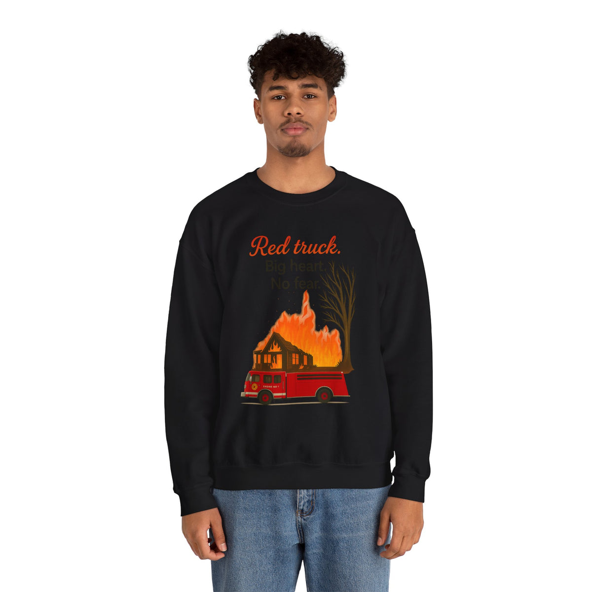 Red Truck Big Heart No Fear Crewneck Sweatshirt