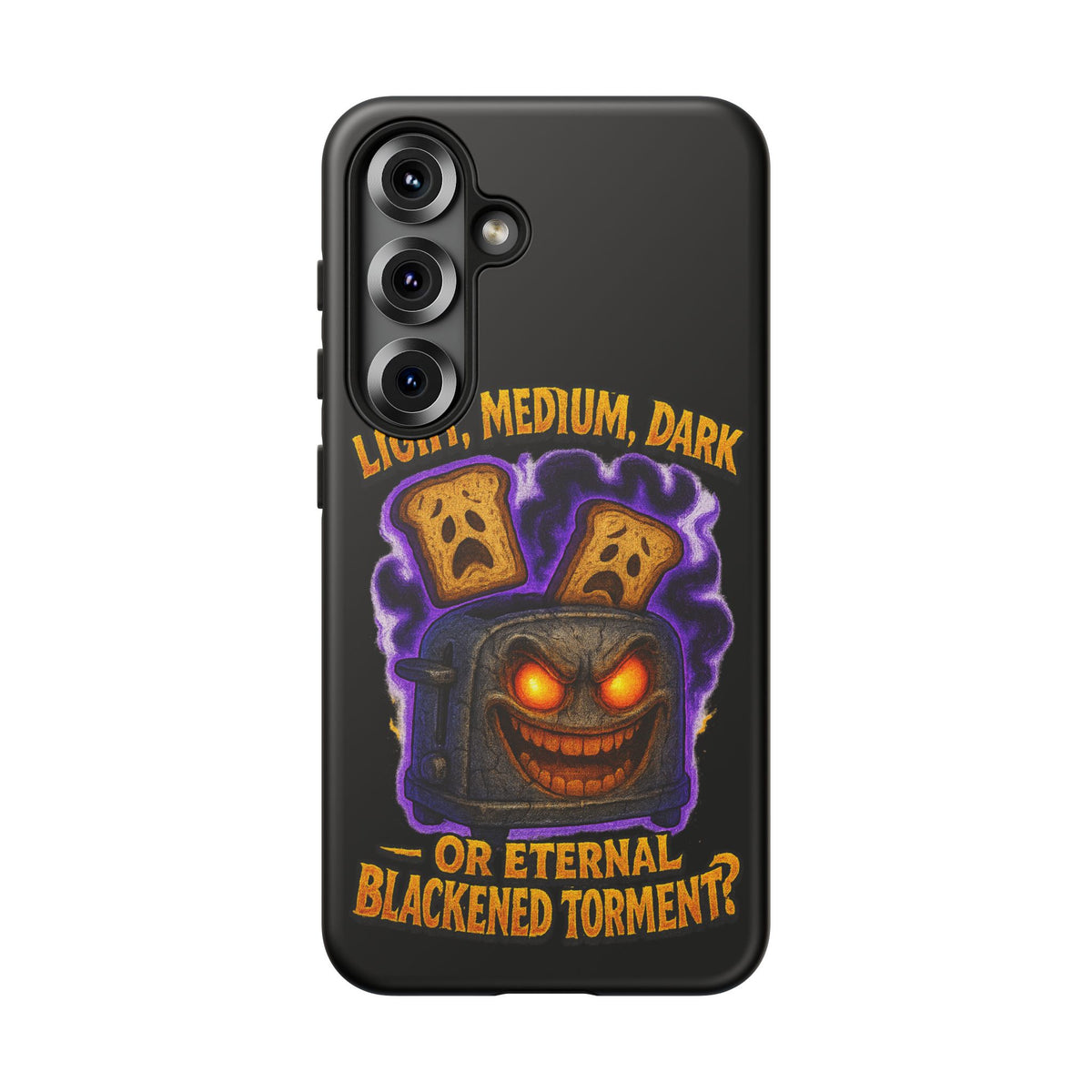Phone Case — 'Light, Medium, Dark or Eternal Blackened Torment?' Spooky Toast & Toaster Horror Design