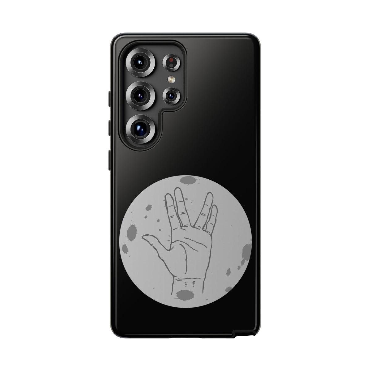 Spock Live Long Phone Case — Vulcan Salute Moon Graphic