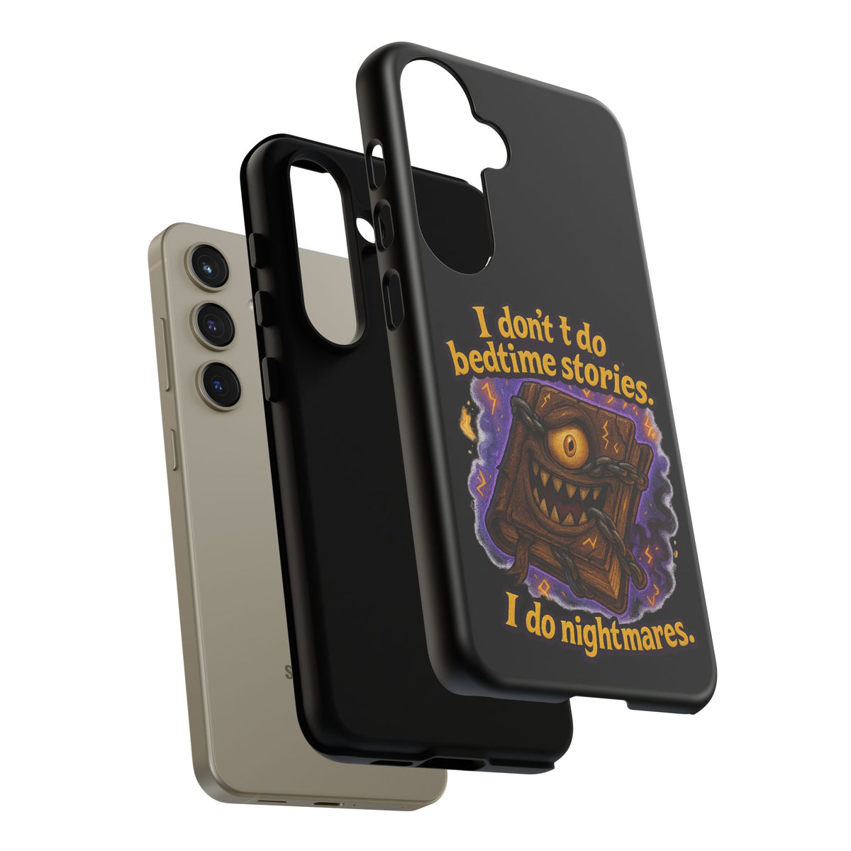 Phone Case — "I Don't Do Bedtime Stories, I Do Nightmares" Horror Book Design