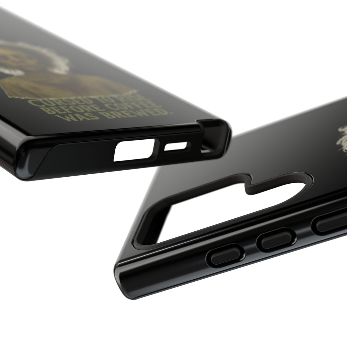 Phone Case — “Cursed to Rise Before Coffee Was Brewed” Goth Horror Design