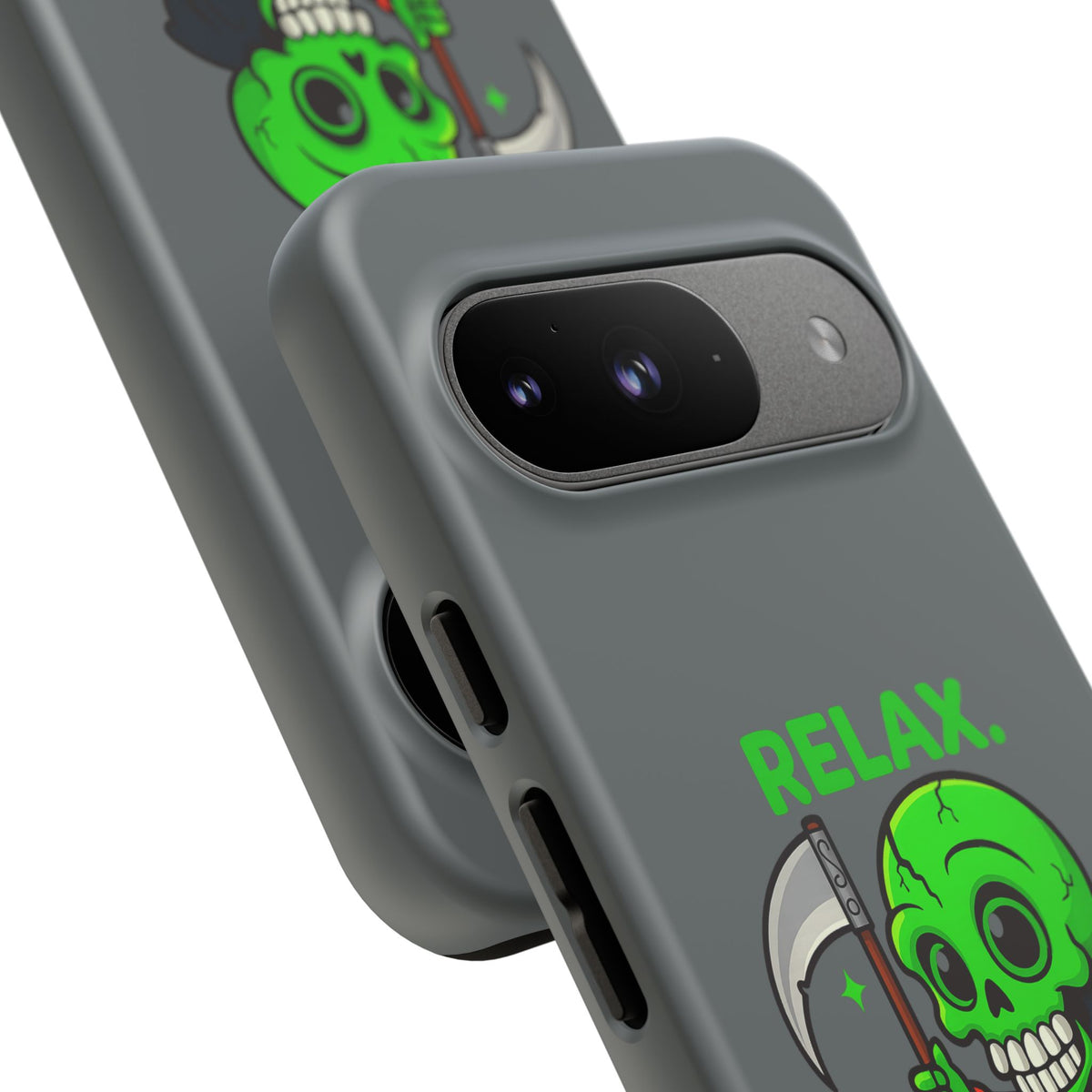 Phone Case — 'Relax. I Only Reap on Weekdays.' Cute Green Grim Reaper Protective Cover