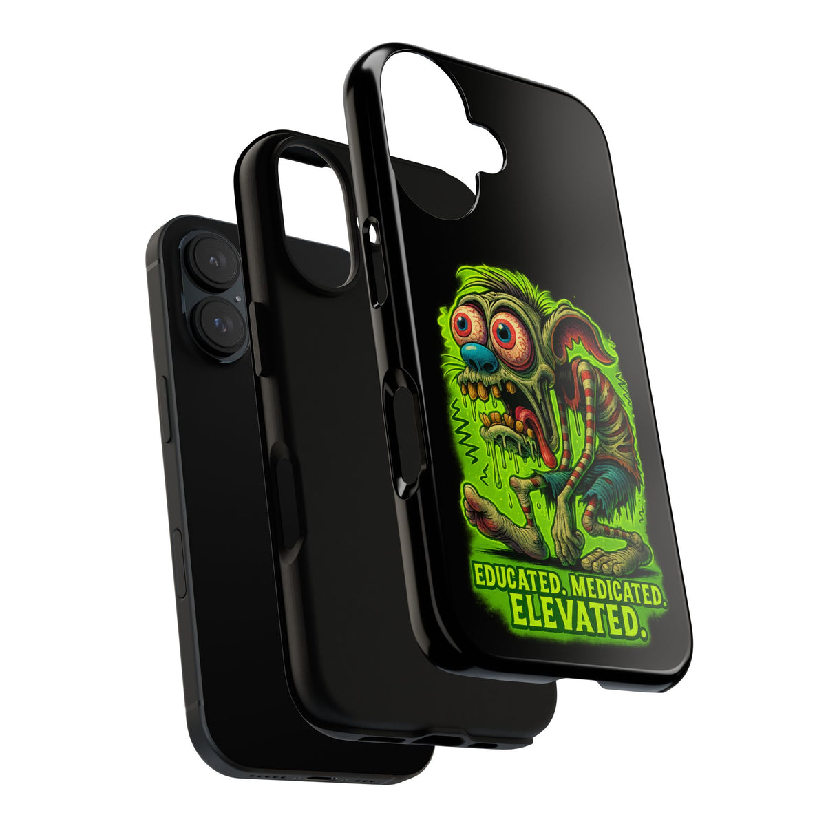 Phone Case — "Educated. Medicated. Elevated." Neon Monster Design