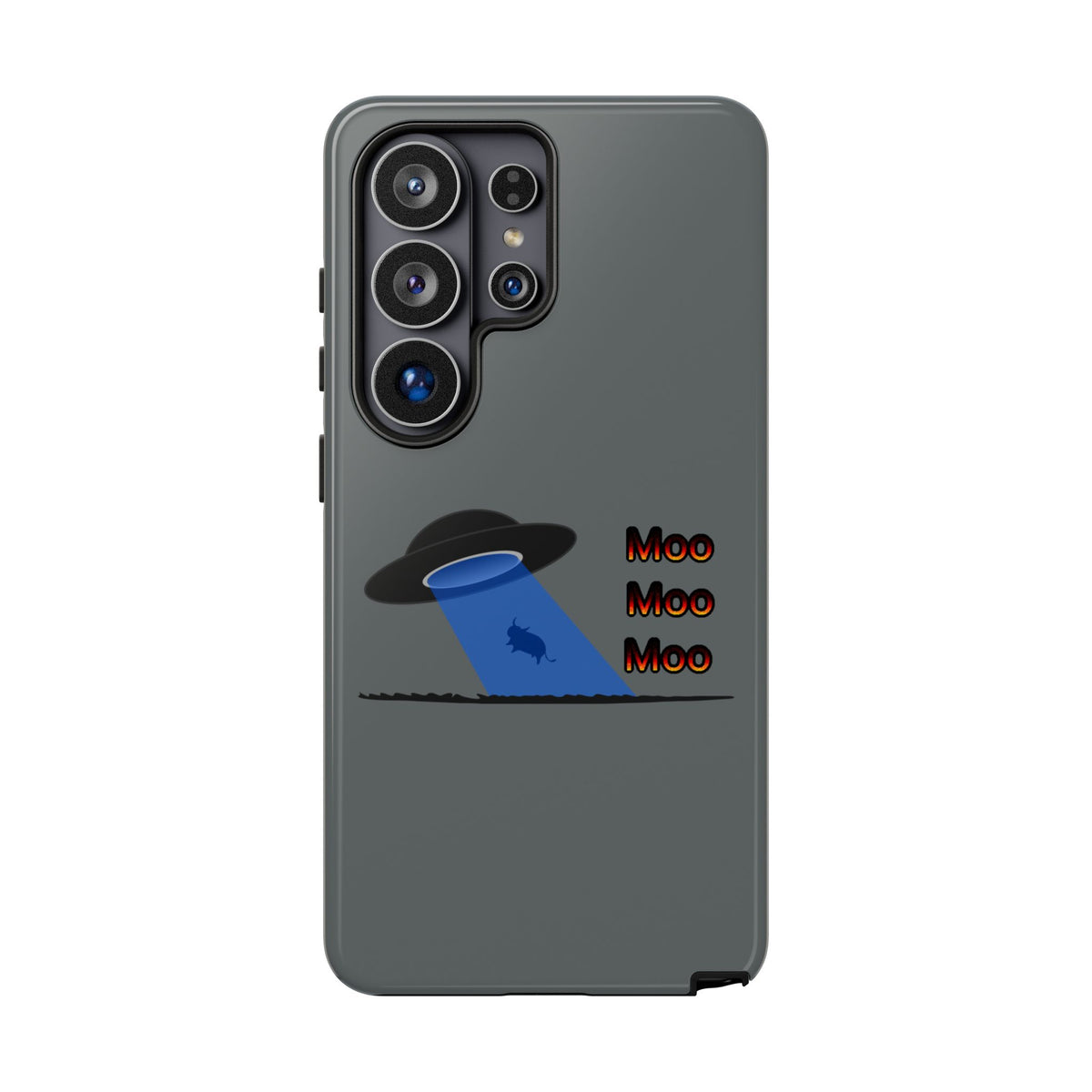 Phone Case — Funny UFO Cow Abduction Design with “Moo Moo Moo”