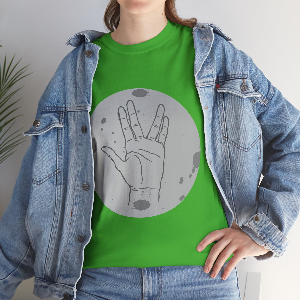 Vulcan Salute Moon Tee | Science Fiction Hand Graphic Tee