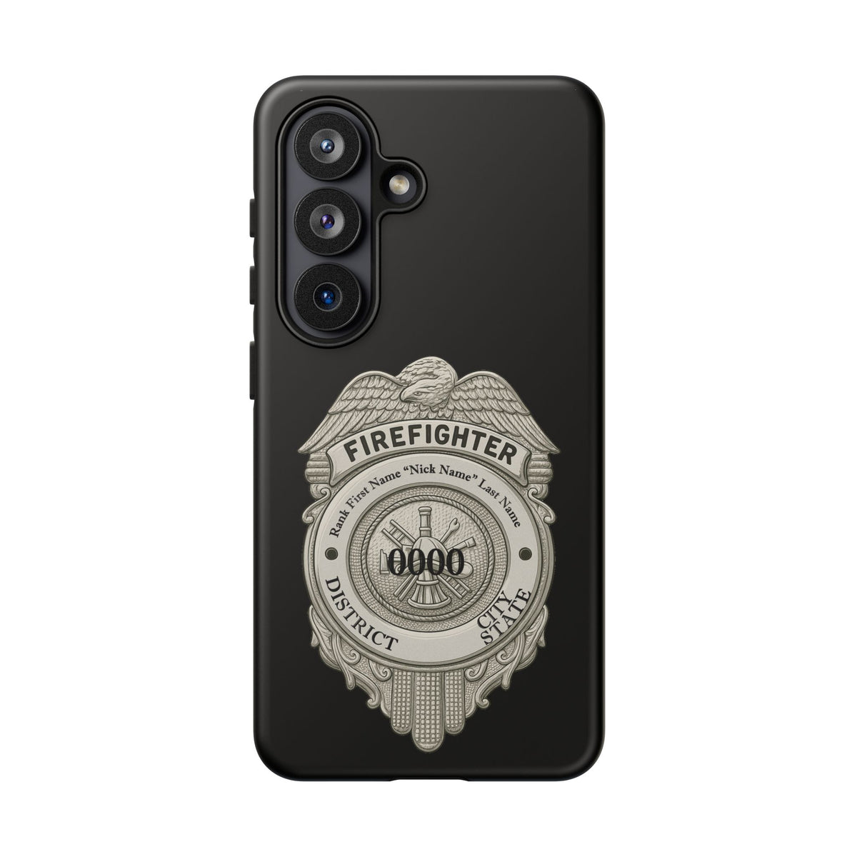 Firefighter Badge Tough Phone Case — Personalized Station Number Design