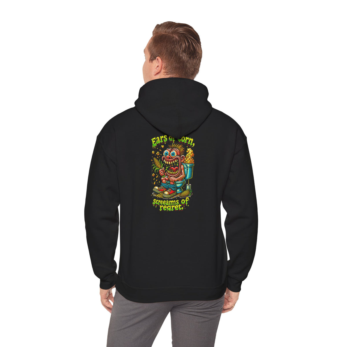 Hoodie — Colorful Retro Monster Graphic “Screams of Regret”
