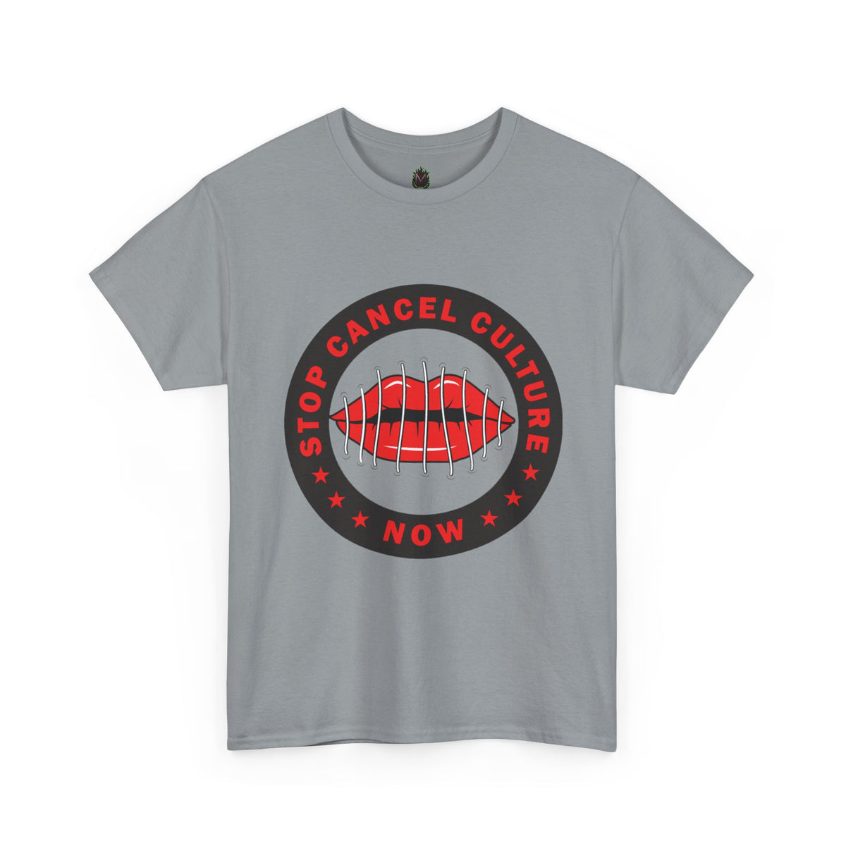 Stop Cancel Culture Now – Free Speech Tee (Barred Lips Design)