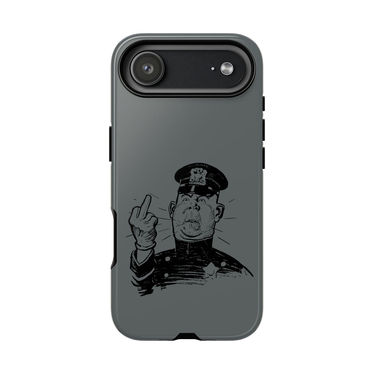 Vintage Cop Middle Finger Phone Case — Edgy Retro iPhone Protective Cover