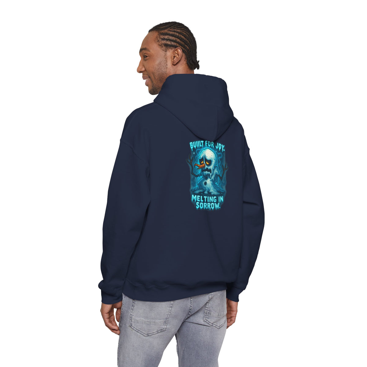 Melting in Sorrow Hoodie — Blue Melting Skull Graphic Pullover