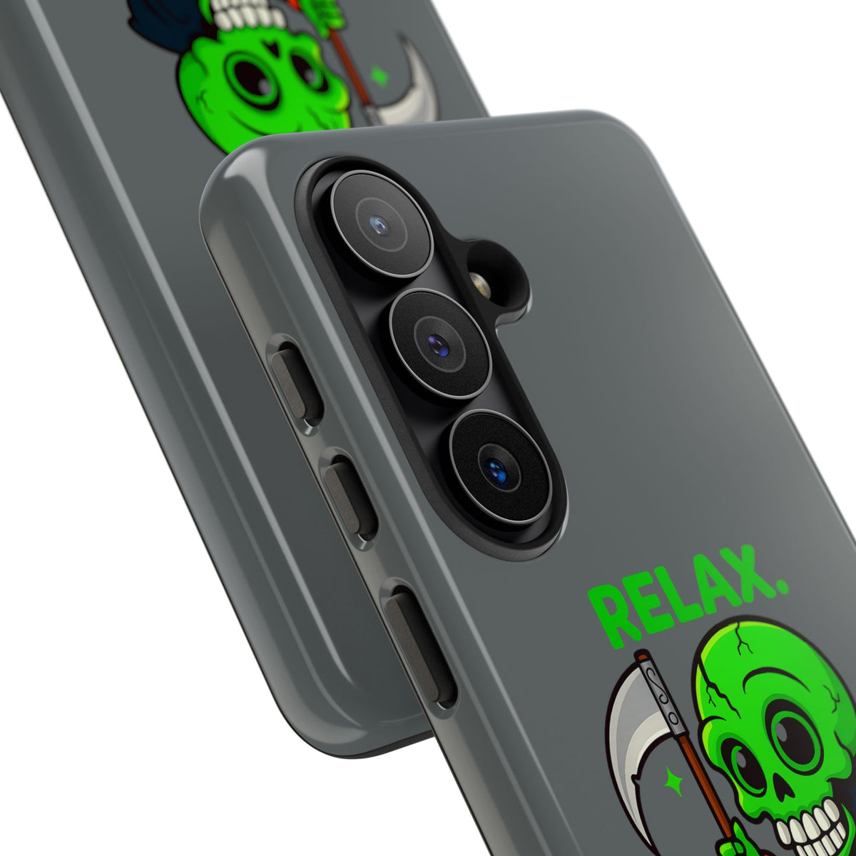 Phone Case — 'Relax. I Only Reap on Weekdays.' Cute Green Grim Reaper Protective Cover