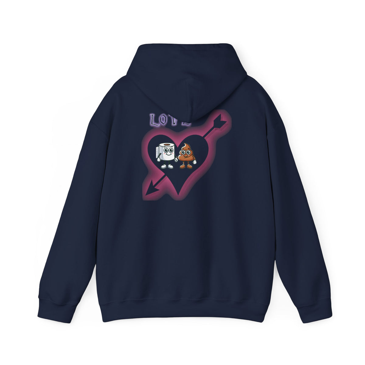 Cute Toilet Paper & Poop Heart Hoodie — Funny Bathroom Couple Graphic Sweatshirt