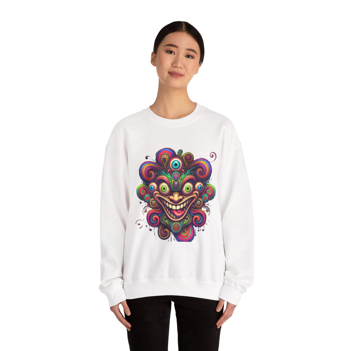 Hypnotic Swirl Face Crewneck Sweatshirt