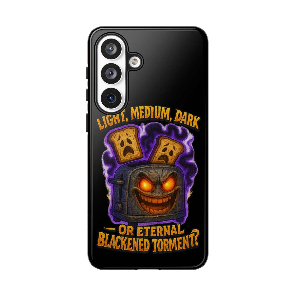 Phone Case — 'Light, Medium, Dark or Eternal Blackened Torment?' Spooky Toast & Toaster Horror Design