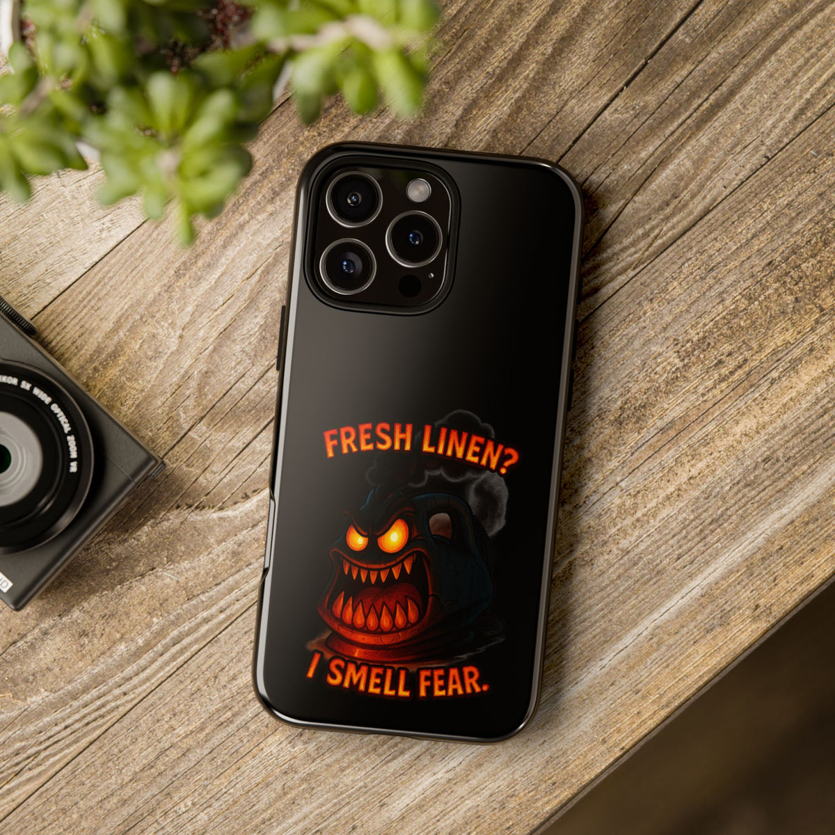 Phone Case — 'Fresh Linen? I Smell Fear.' Spooky Pumpkin Horror Protective Case