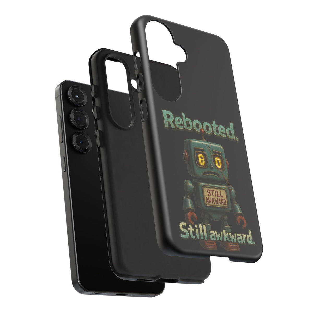Phone Case — 'Rebooted. Still Awkward.' Retro Robot Protective Cover