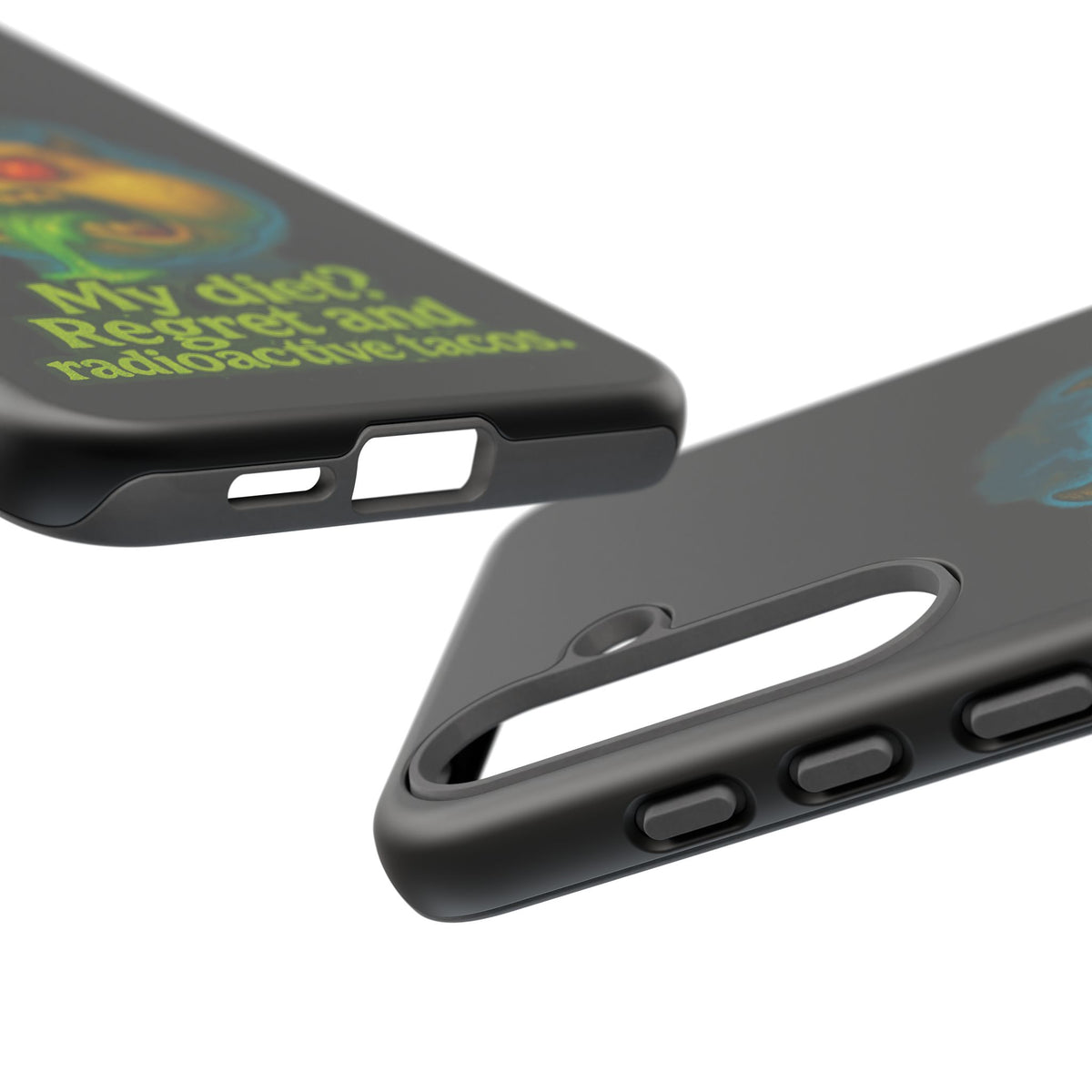 My Diet? Regret & Radioactive Tacos Phone Case — Funny Retro Monster Protective Cover