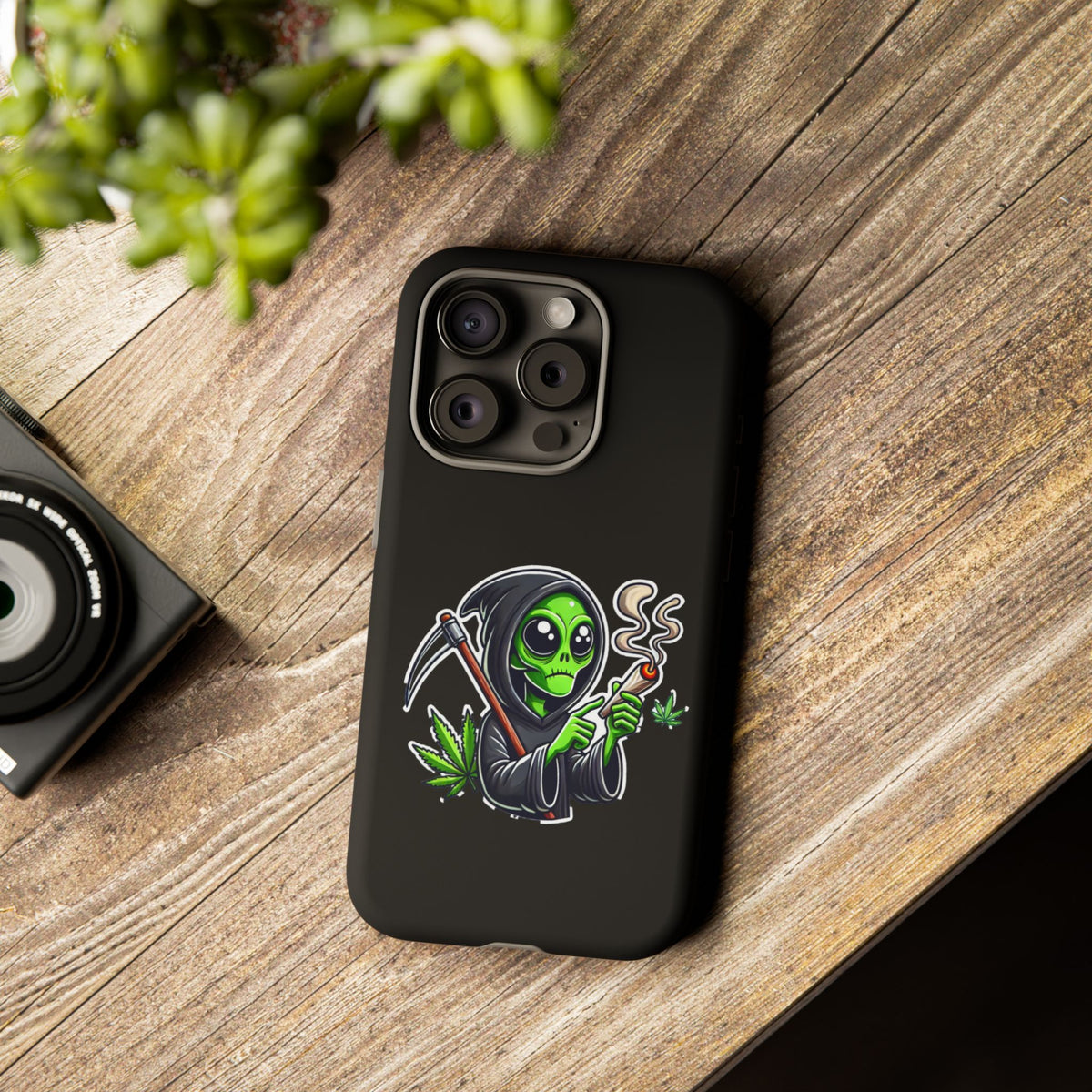 Reaper Alien Phone Case – Cute Grim Reaper Smoking Weed iPhone Case