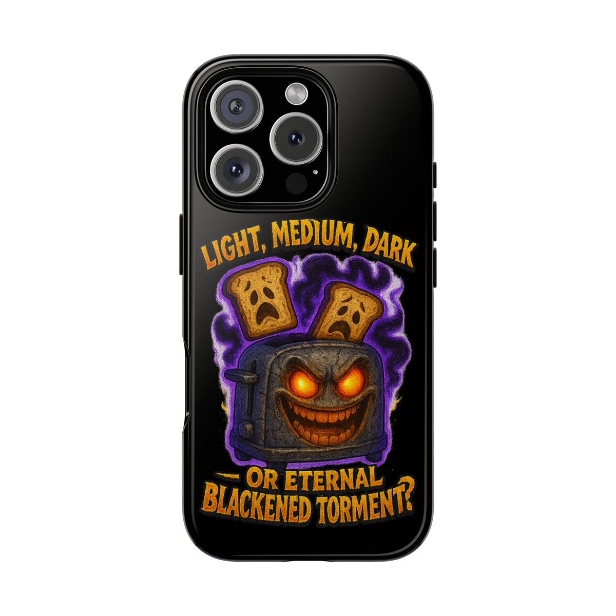 Phone Case — 'Light, Medium, Dark or Eternal Blackened Torment?' Spooky Toast & Toaster Horror Design