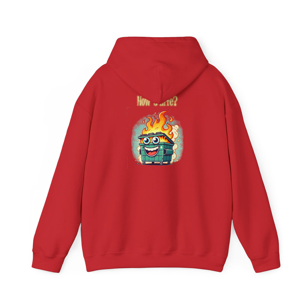 Dumpster Fire Hoodie - Funny Cartoon Trash Bin on Fire Graphic Hoodie