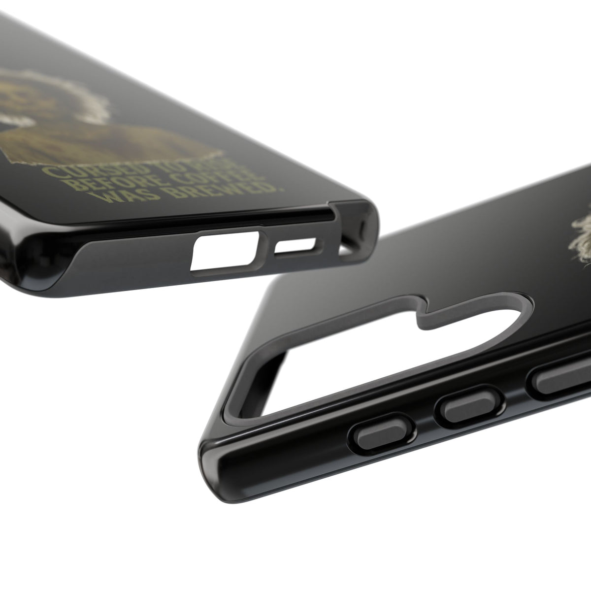 Phone Case — “Cursed to Rise Before Coffee Was Brewed” Goth Horror Design
