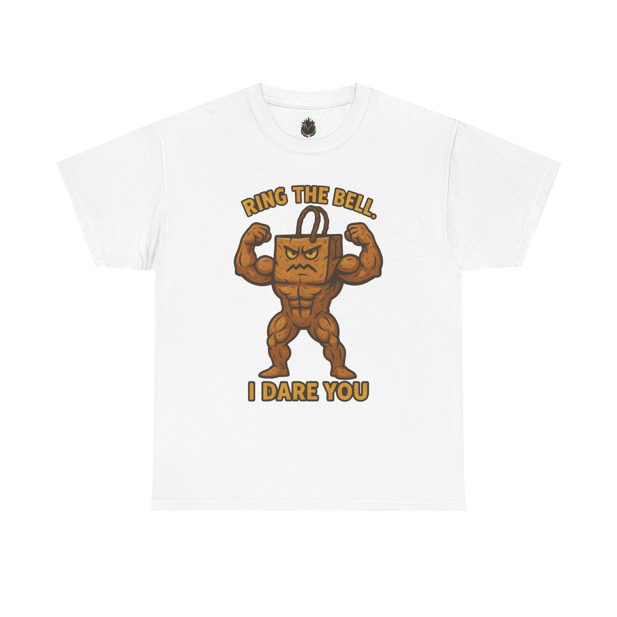 Kettlebell Mascot Tee — "Ring the Bell, I Dare You" Gym T-Shirt