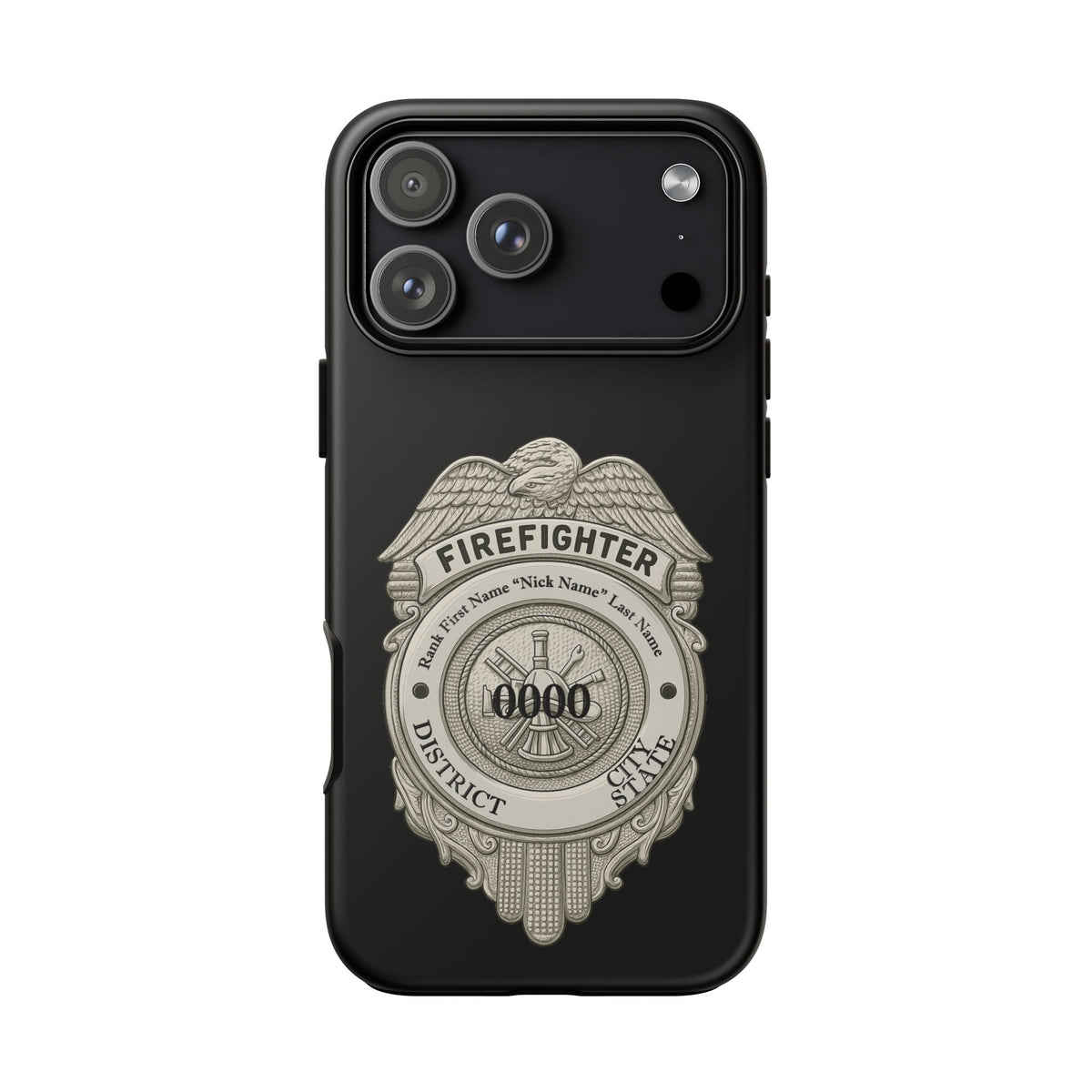 Firefighter Badge Tough Phone Case — Personalized Station Number Design