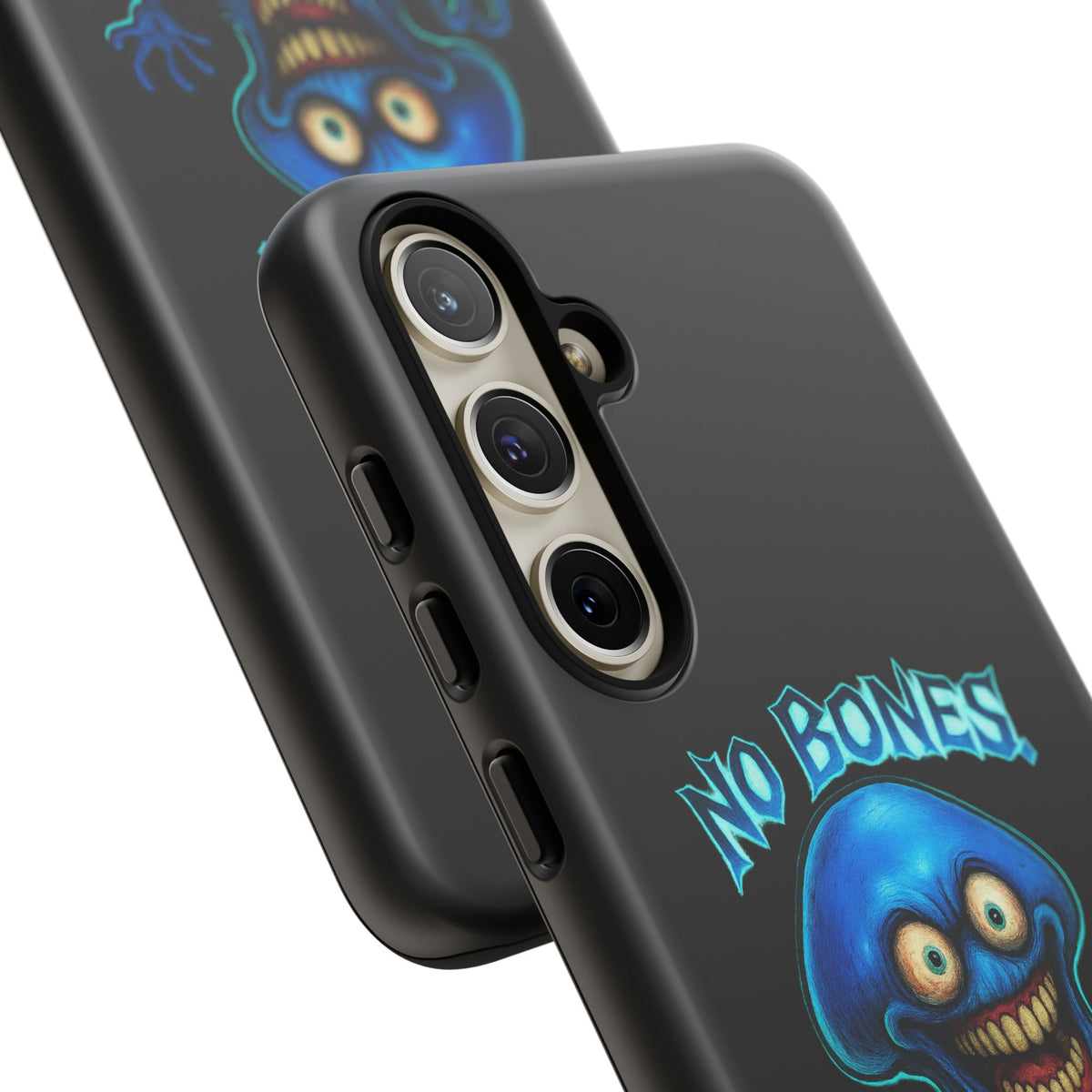 Phone Case — 'No Bones, No Chill, No Mercy' Blue Jellyfish Horror Design