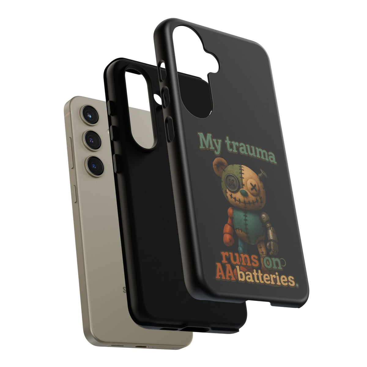 Phone Case — 'My Trauma Runs on AA Batteries' Creepy Voodoo Teddy Protective Cover