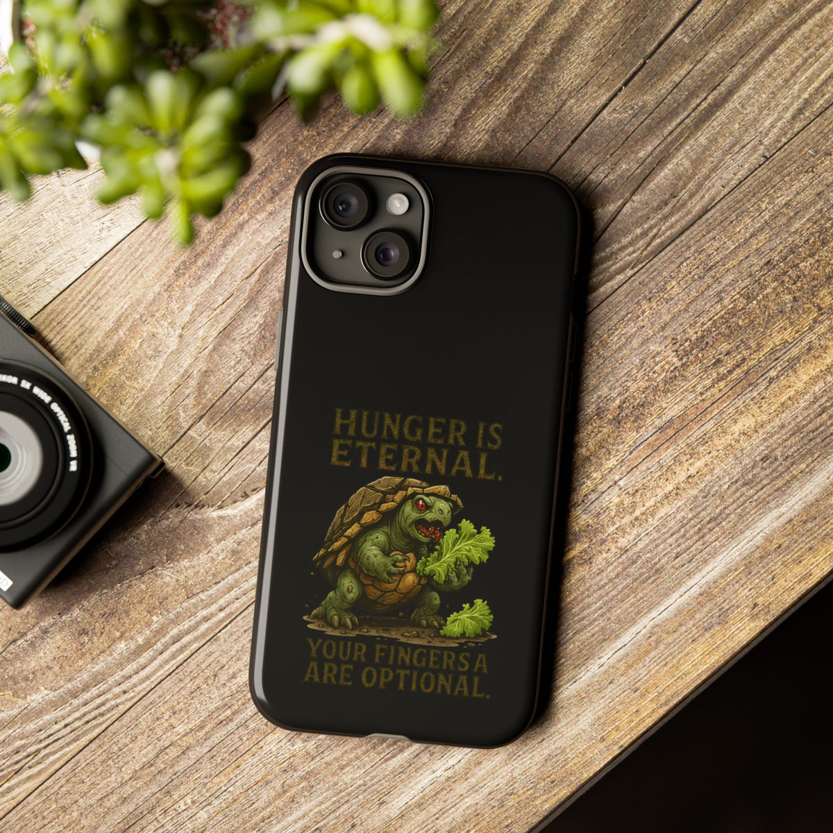 Phone Case — "Hunger Is Eternal, Your Fingers Are Optional" Turtle Monster Design