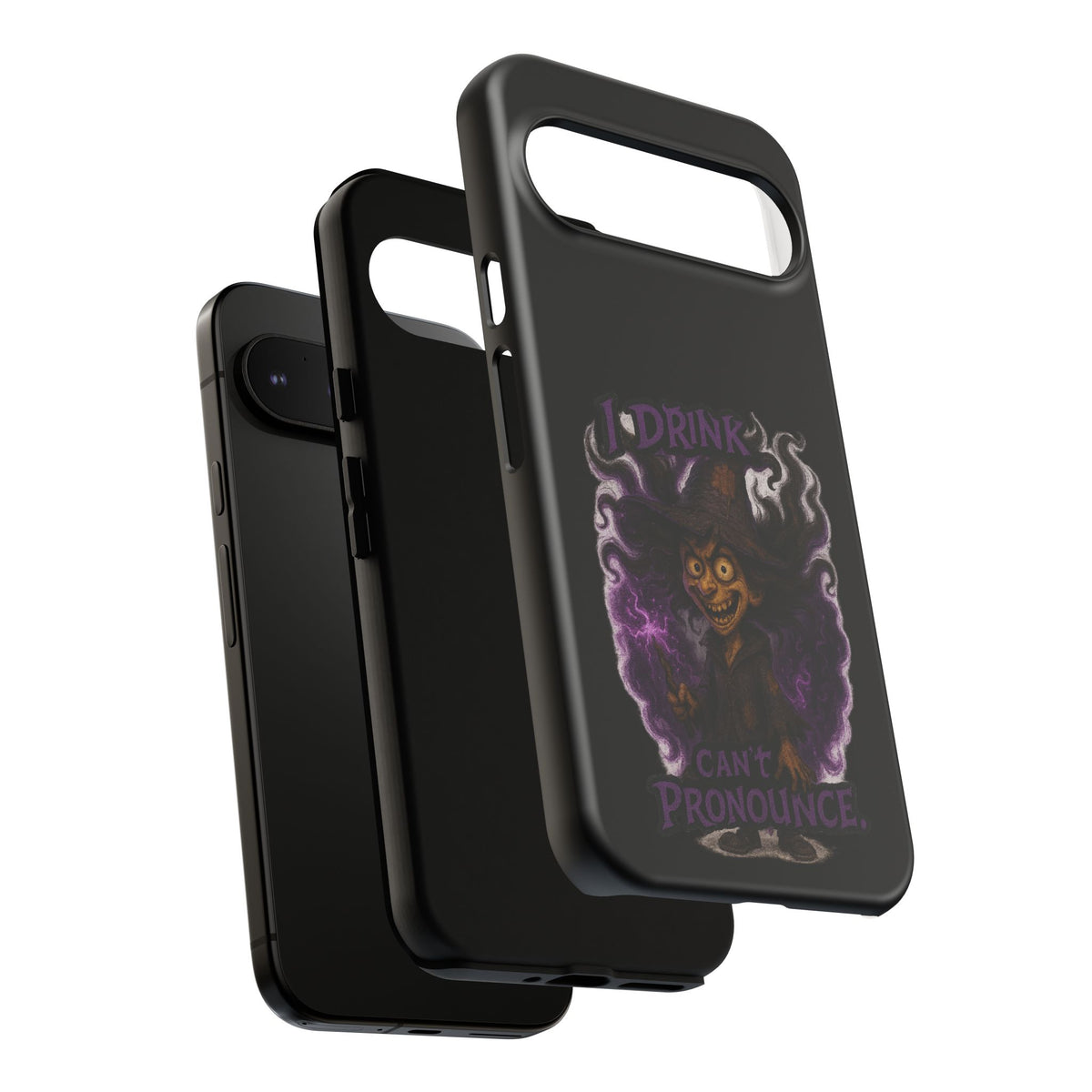 Phone Case — Witch Illustration "I Drink, Can't Pronounce" Protective Cover