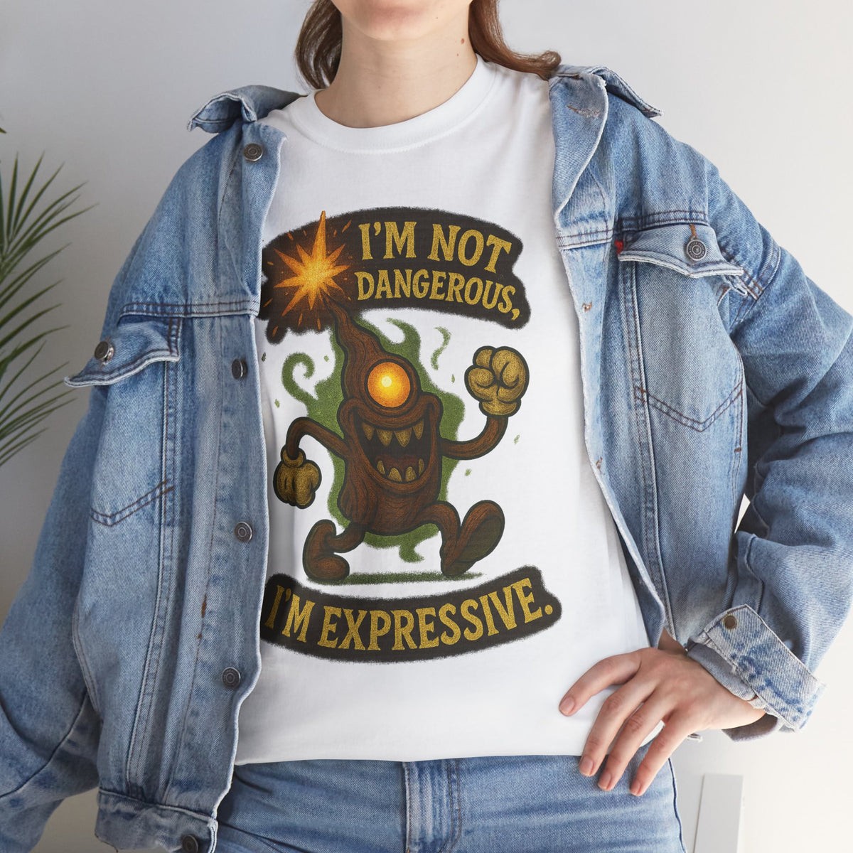 I'm Not Dangerous I'm Expressive Tee | Cartoon Monster Illustration