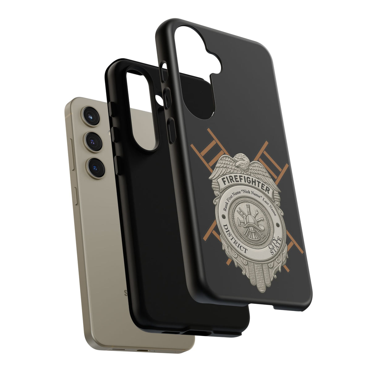 Firefighter Badge Tough Phone Case — Firefighter Helmet & Ladders Protective Case