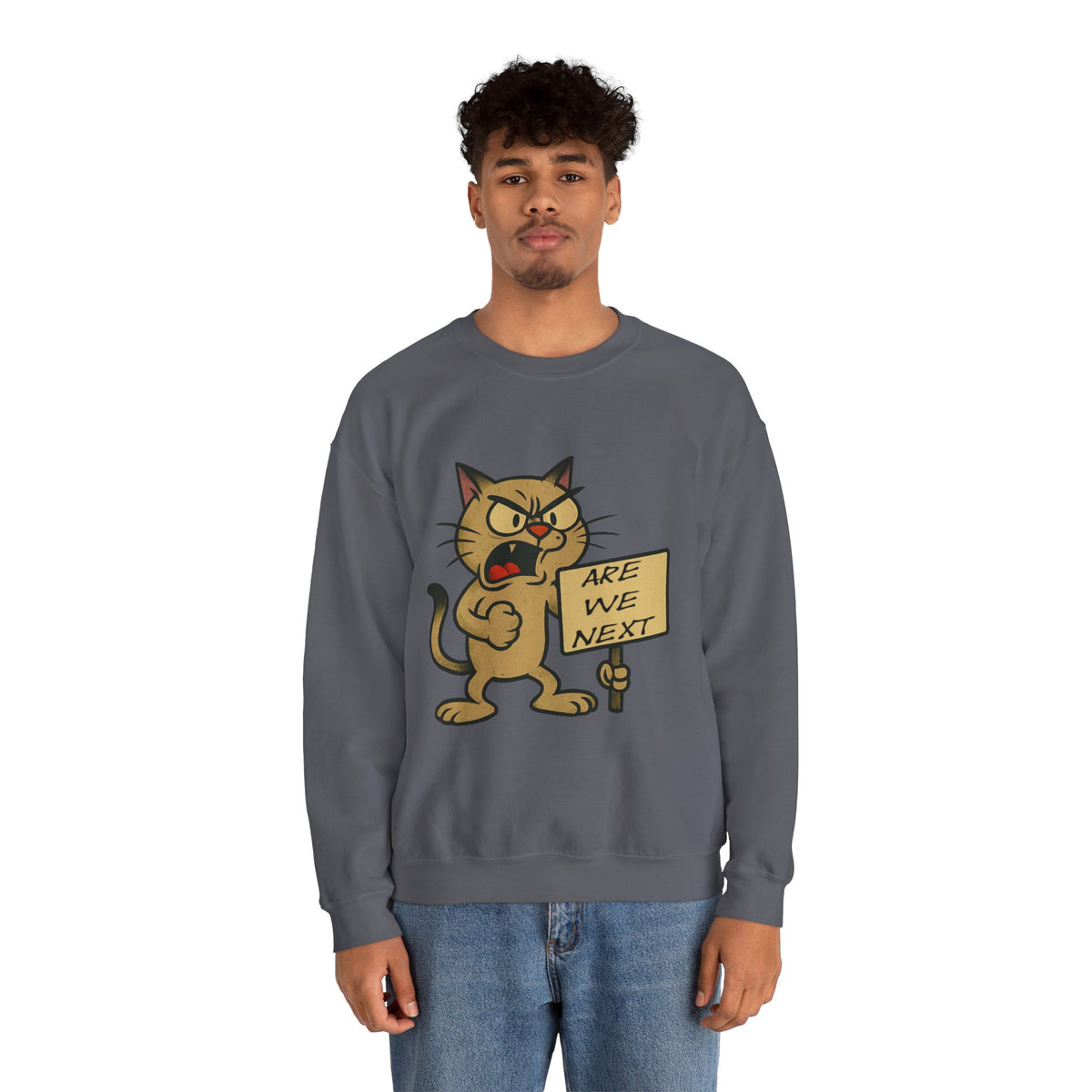 Are We Next – Angry Cat Protest Crewneck Sweatshirt