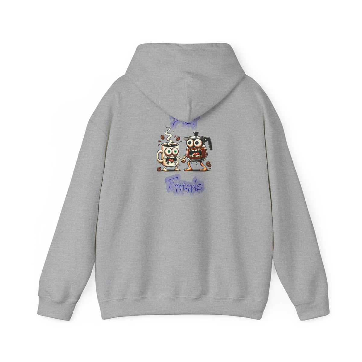 Coffee & Coffee Pot Friends Graphic Hoodie — Cute Cartoon Coffee & Coffee Pot "Best Friends" Pullover